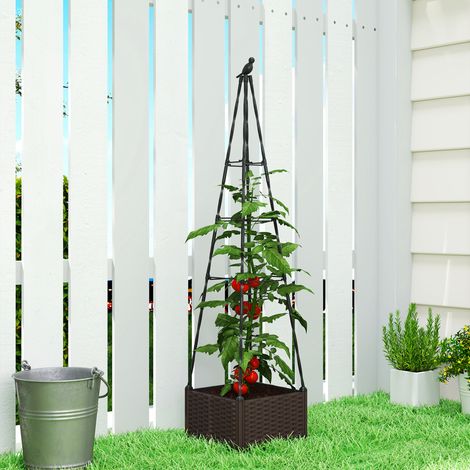 40x40x175 cm - Pot doté de treillis métalliques pour plantes grimpantes en pot PP avec trous de drainage et bouchons (1/4)