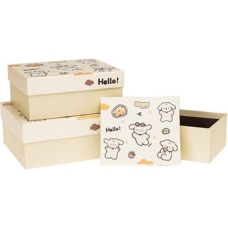 Caja de regalo con 3 ositos de peluche y roseta