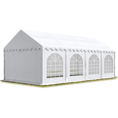 Tente Barnum de Réception 4x8 m ignifugee PREMIUM Bâches amovibles PVC 750 N blanc Cadre de Sol Jardin