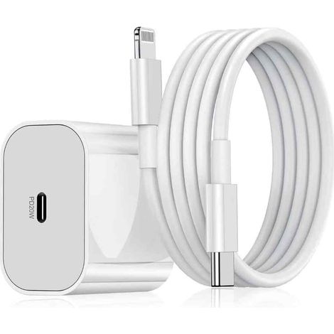 Chargeur Mural 20 W - Charge Rapide PD 3 0 - Compatible iPhone - Câble USB C vers Lightning 1 5 M - Lot de 1 (1/5)