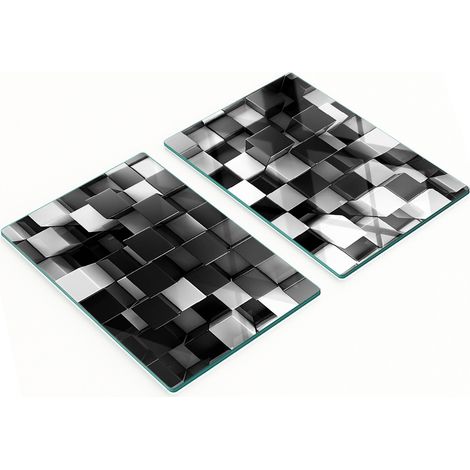 Tableros de vidrio duraderos y elegantes con un patr贸n abstracto de cubos 2x40x52 cm