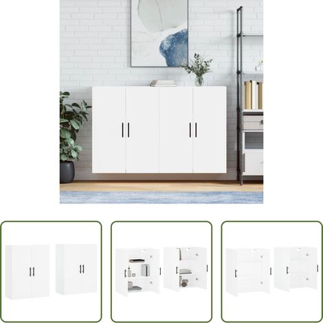 Holzschrank -  Wandschränke 2 Stk. Weiß 69,5x34x90 cm (1/5)