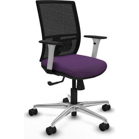 Chaise de bureau piqueras y crespo Yunquera noir aluminium maille (1/2)