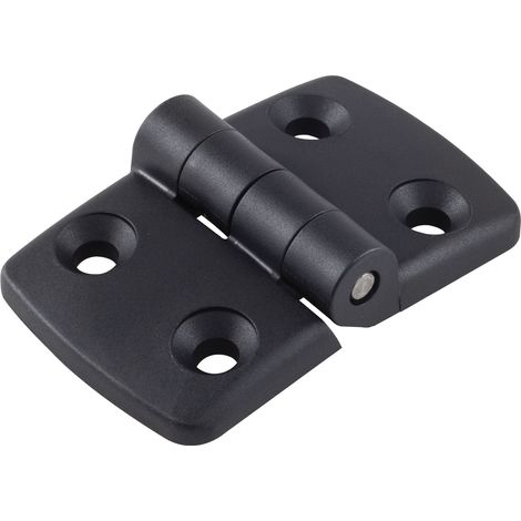 Fath Scharnier Kunststoff, Türband, Gelenk, Verbindungselement, robust, Edelstahlstift, schwarz, 48mm hoch, 52mm breit, für Flächenelemente und Aluminiumprofile - 10 Stück