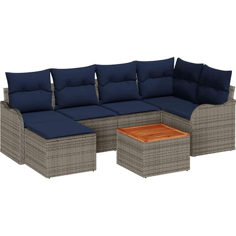 Garden Sofa Set 7 pcs Grey Poly Rattan vidaXL (1/5)
