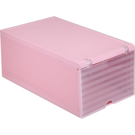 Boîte De Rangement Pour Chaussures - Plastique PP Transparent Rose - Empilable Avec Fentes De Sécurité - Organisateur Pour Maison Et Entrée - Lot De 1 (1/5)