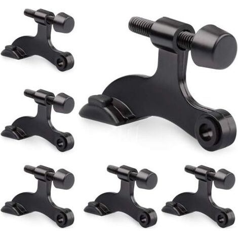 Paquet de 6 butées de porte à goupille de charnière noir-butée de porte à goupille de charnière robuste et réglable avec embouts de pare-chocs en caoutchouc noir (1/3)