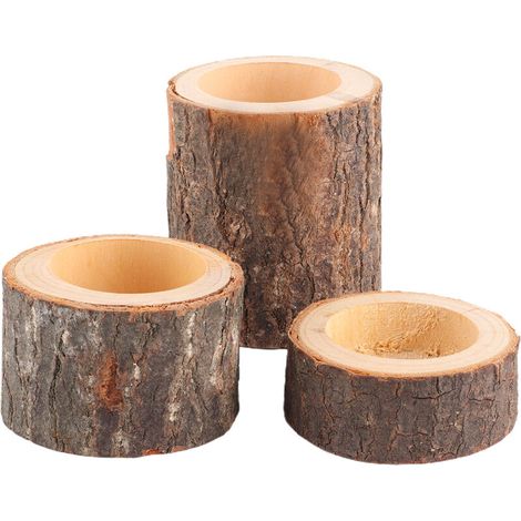3-piece wooden candle holder set, tealight holders, for rustic wedding parties, birthdays, and holidays (1/5)