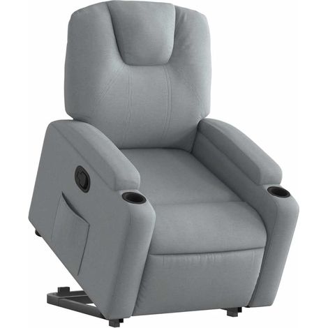 vidaXL Poltrona Alzapersona Reclinabile Grigio Chiaro in Tessuto (1/5)