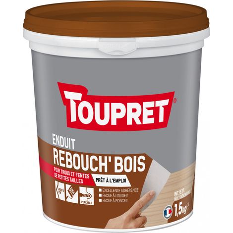 Toupret – Enduit de rebouchage bois intérieur/extérieur 1.5kg – Couleur chêne naturel – Excellente adhérence – Prêt à l'emploi