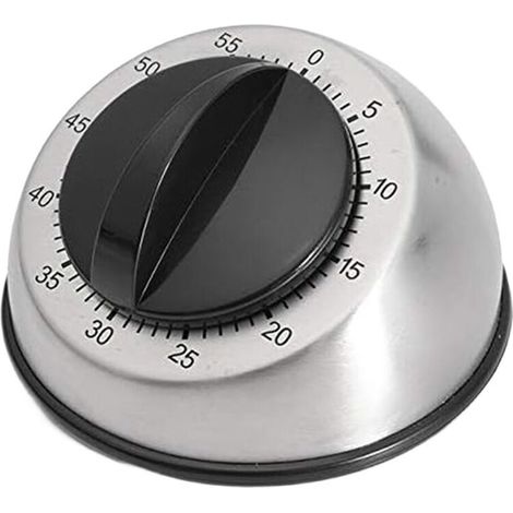 Temporizador mecánico de acero inoxidable de 60 minutos, temporizador de cocina, temporizador de cuenta regresiva, reloj de cuerda, herramientas para el hogar (1/4)