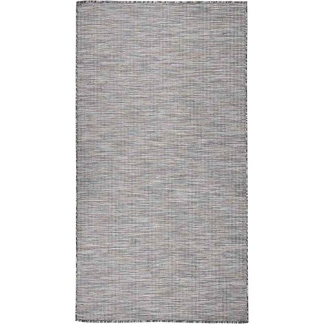 Tapis extérieur à tissage plat Terrasse Salon Cuisine - Tapis de jardin 80x150 cm Marron et noir BV281529 - BonneVie (1/5)