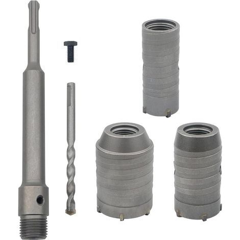 Ulisem Mèche de forage en béton avec manche rond de 350 mm SDS Plus Trépan pour trou de sciage de béton Mèche de forage pour mur en pierre de ciment avec expansion de 30/40/50 mm (Argent) (1/4)