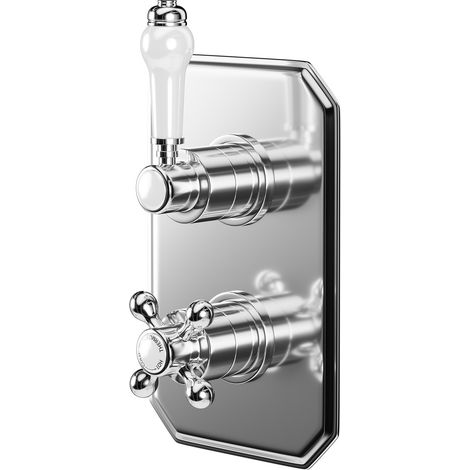 Windsor Traditional Polished Chrome Concealed Twin Thermostatic Shower Valve - 1 Outlet (1/5)
