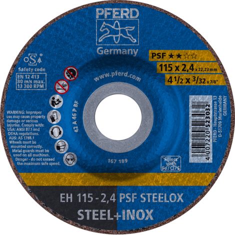 PFERD TOOLS Trennscheibe EH 115x2,4x22,23 mm gekröpft Universallinie PSF STEELOX für Stahl/Edelstahl 25 Stk