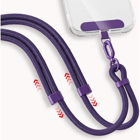 Cordon Telephone Portable - Polyester 7 mm - Réglable 40 à 80 cm - Tour De Cou Téléphone - Violet - 1 Pièce (1/5)