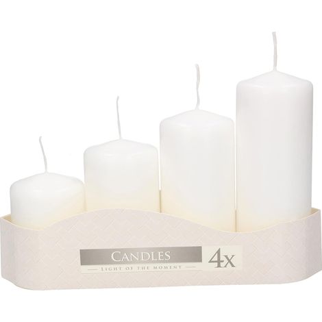 KOTARBAU Lot de 4 bougies piliers Blanc (1/5)