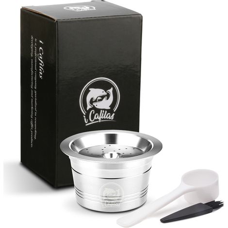 Capsules de café rechargeables en acier inoxydable avec cuillère et goupillon pour machines à expresso K-fee (1/5)