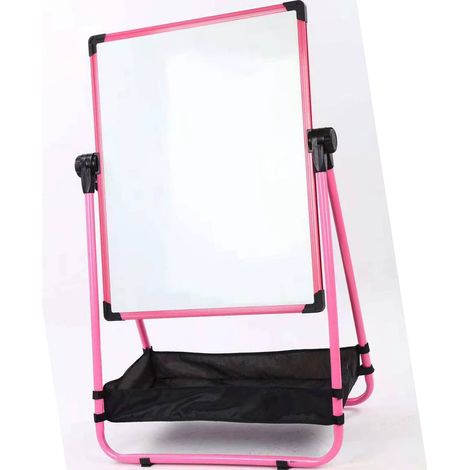 Chevalet de dessin pour enfants double face, tableau magnétique rotatif 360°, ardoise blanche rose, réglable en hauteur, pliable et portable (1/4)