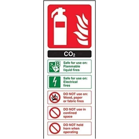 Panneau extincteur, carte d'identité de CO2, autocollant, Portrait, 75 mm x 200 mm, noir/vert/rouge (1/3)
