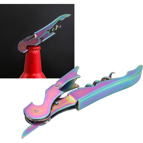 Tire-bouchon hippocampe en acier inoxydable, ouvre-bouteille, couteau, ouvre-boîte, tire-bouchon à double charnière, coloré (1/5)