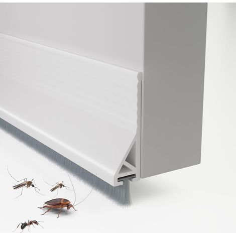 Türdichtung mit Bürste für Außen- und Innentürunterkanten, schalldämmend, winddicht und staubdicht (100 cm, Weiß) (1/5)