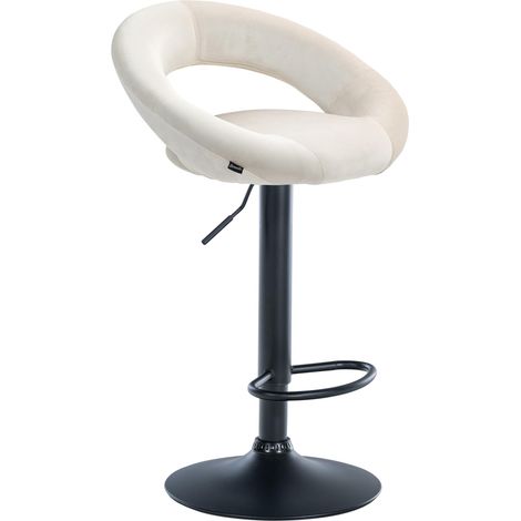 Sgabello da bar x1 seduta rotonda stile contemporaneo velluto crema e metallo nero 100005740