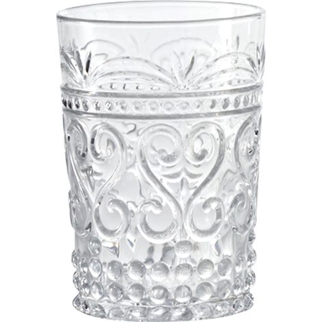Zafferano Set 6 Bicchieri Provenzale Tumbler in Vetro Trasparente, design artigianale con decoro a rilievo ispirato alla tradizione provenzale