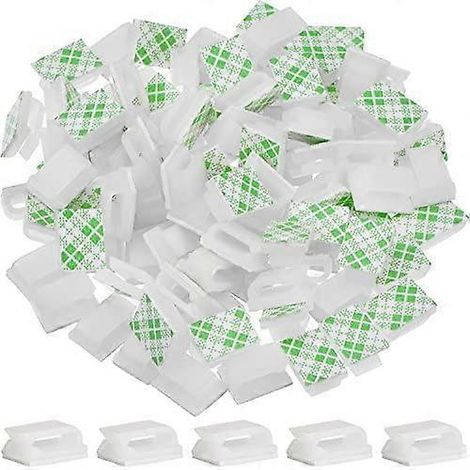 100 clips de câble auto-adhésifs, attaches de câble, support de câble (13 x 10 mm, blanc)-AquaForge (1/5)