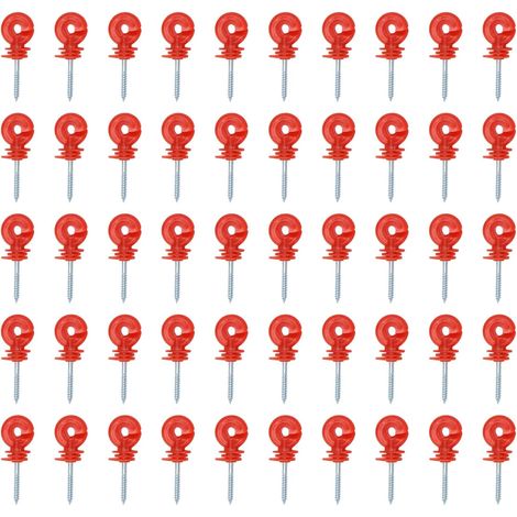 50PCS Isolateur De Clôture, Visser Isolateur Clôture Anneau Poteau Imperméable Protection Solaire Plastique Acier Isolateurs De Clôture Électrique pour Clôture Électronique Rouge (1/5)
