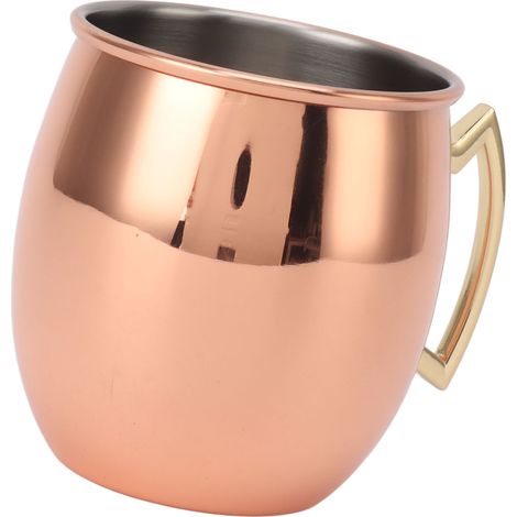 Mug Moscow Mule 600 ml en acier inoxydable, style cocktail, idéal pour la maison ou le bar, finition or rose lisse. (1/5)