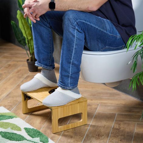 Taburete de inodoro plegable de bambu