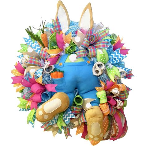 1 Couronne de Pâques, Lapin, Acrylique, Décoration Porte, Intérieur et Extérieur (1/5)
