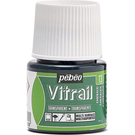 Peinture vitrail transparente - PEBEO - 45ml - Vert émeraude transparent (1/5)