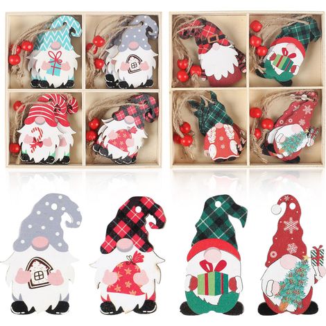 24 Pieces Christmas Decorations Tree Hanging Decoration Christmas Tree Wooden Gnomes Christmas Tree Ornaments Cute Gift Crafts for Christmas (1/5)