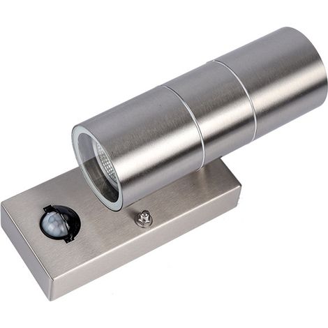 Appliques murales extérieures avec détecteur de mouvement PIR, alimentation secteur, fonction montée/descente, acier inoxydable, indice de protection IP44, éclairage de sécurité pour jardin + ampoules