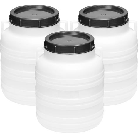 Garronda réservoir d'eau de 3 x 10 litres, Baril Alimentaire, fût à Large Ouverture en HDPE et sans BPA, tonneau de Jardin, bac à Aliments pour Animaux, conteneur d'eau, tonneau Universel GD-0078, Bla