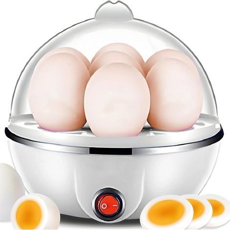 Multifunktionaler Mini-Eierkocher mit automatischer Abschaltfunktion, Dampfgarer für Eierpudding, Eierkocher für den Haushalt, kleines Frühstücksgerät – Weiß (1/5)