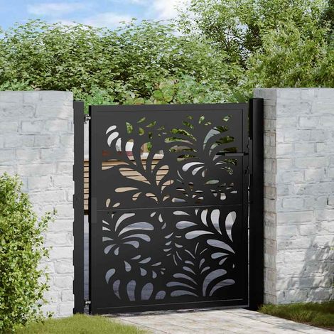Gartentor Schwarz 100x100 cm Stahl Wellen-Design