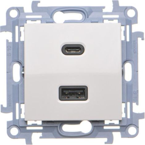 Caricabatterie doppio USB, C+A, 30W, bianco, SIMON10