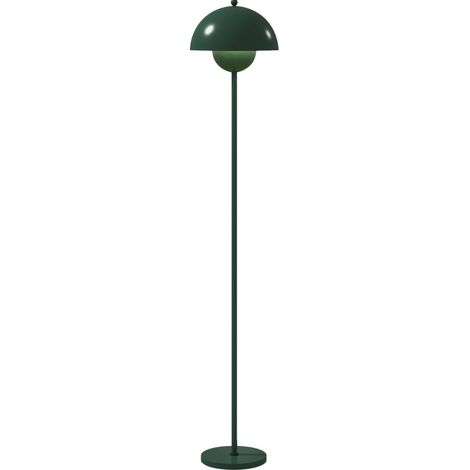 Lampadaire vert avec abat-jour rond, support en acier, interrupteur au pied, douille E27 pour salon et bureau (1/5)