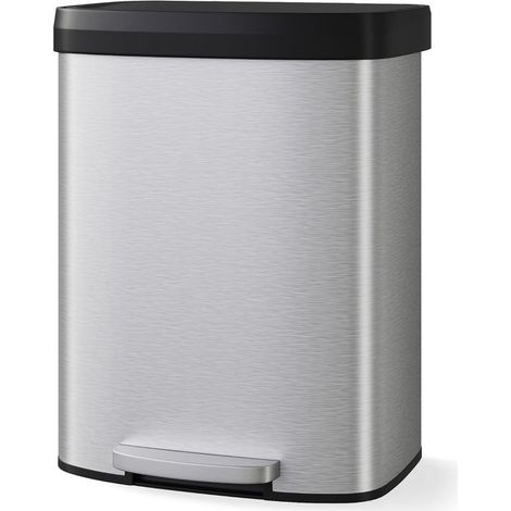 Poubelle cuisine 60L inox pédale Soft-Close bac à odeurs (1/5)