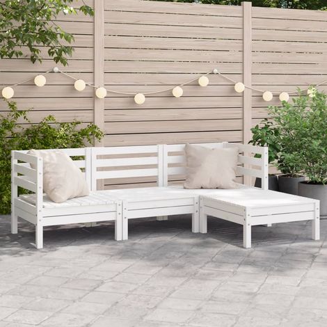 Vidaxl – Canapé de jardin 3 places en bois de pin massif – Repose-pieds modulable – Conception à lattes pour évacuation eau – Confort optimal