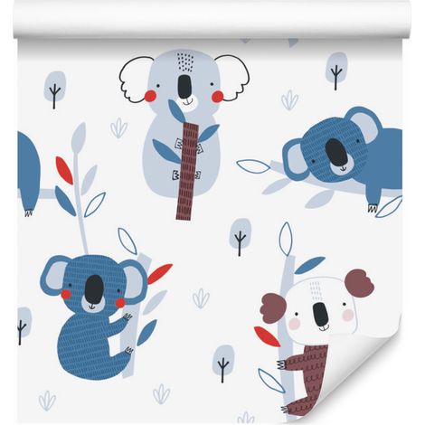 Carta da parati con koala e alberi in stile scandinavo per soggiorno e camera da letto, 50x1000 cm. (1/5)