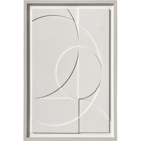 Cuadro enmarcado, diseño abstracto con acabado texturizado en color blanco roto 90x60cm