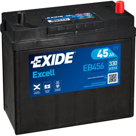 BATTERIE EXIDE EXCELL B24R 12V 45AH 330A 237X127X227 +D EB456 (1/2)
