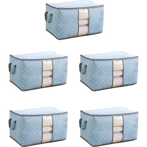 5 Housses de Couette Imperméables Grande Capacité, Bleu, Protection Contre la Poussière et les Acariens (1/5)