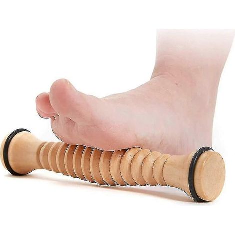 Rouleau de massage en bois pour les pieds, soulageant la fasciite plantaire et les douleurs de la voûte plantaire, pour une relaxation saine. (1/5)