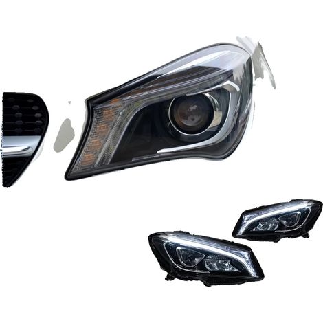 Gruppo ottico anteriore, compatibile con Mercedes-Benz W117 CLA, LED ad alte prestazioni, materiale ABS resistente, per fari allo xeno originali (1/2)