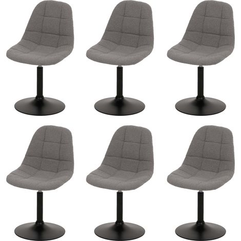 [NEUWERTIG] 6er-Set Esszimmerstuhl HHG-842, Küchenstuhl Stuhl Drehstuhl, Stahl MVG Stoff/Textil Bouclé (450g/m²) grau